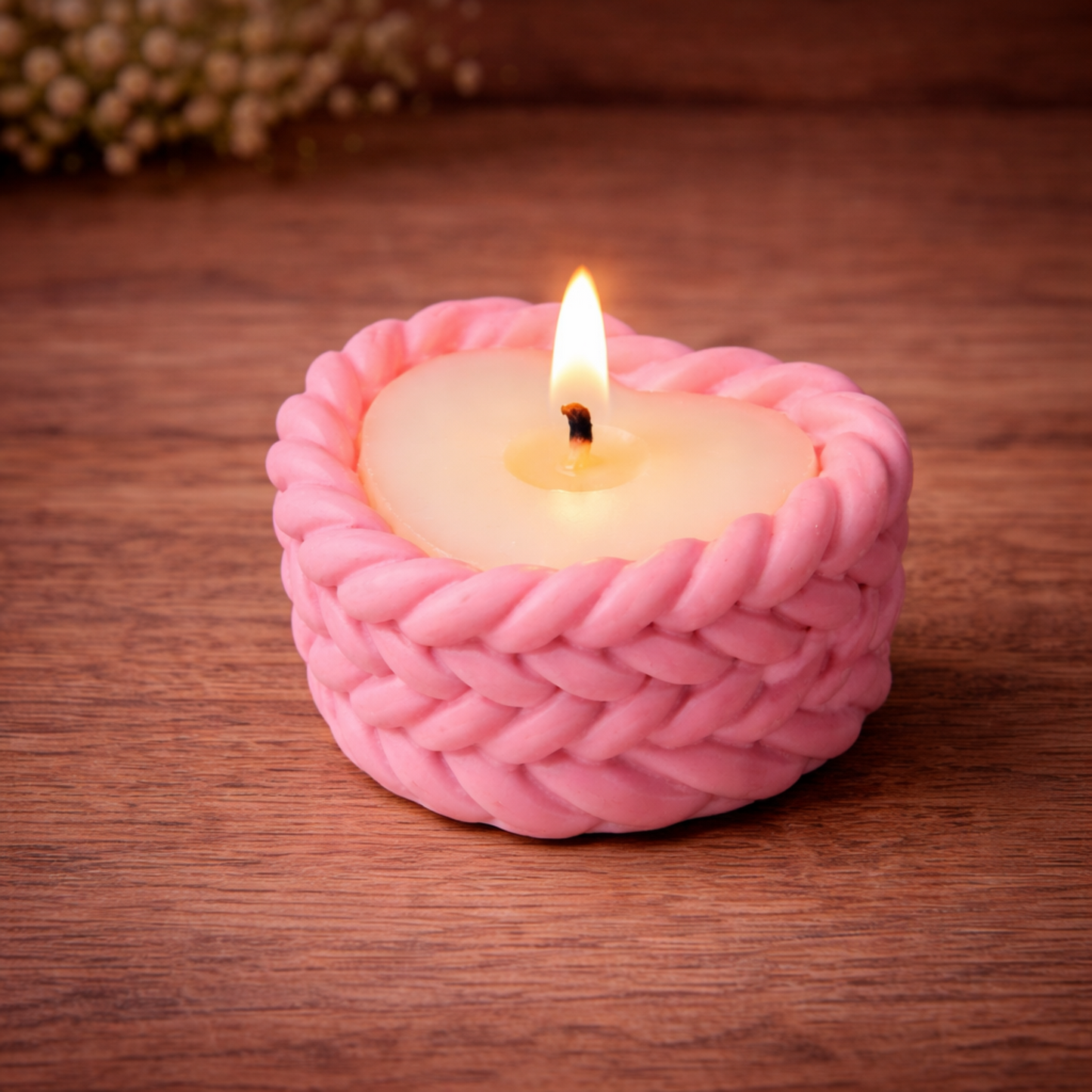Heart-Shaped Braided Decorative Candle