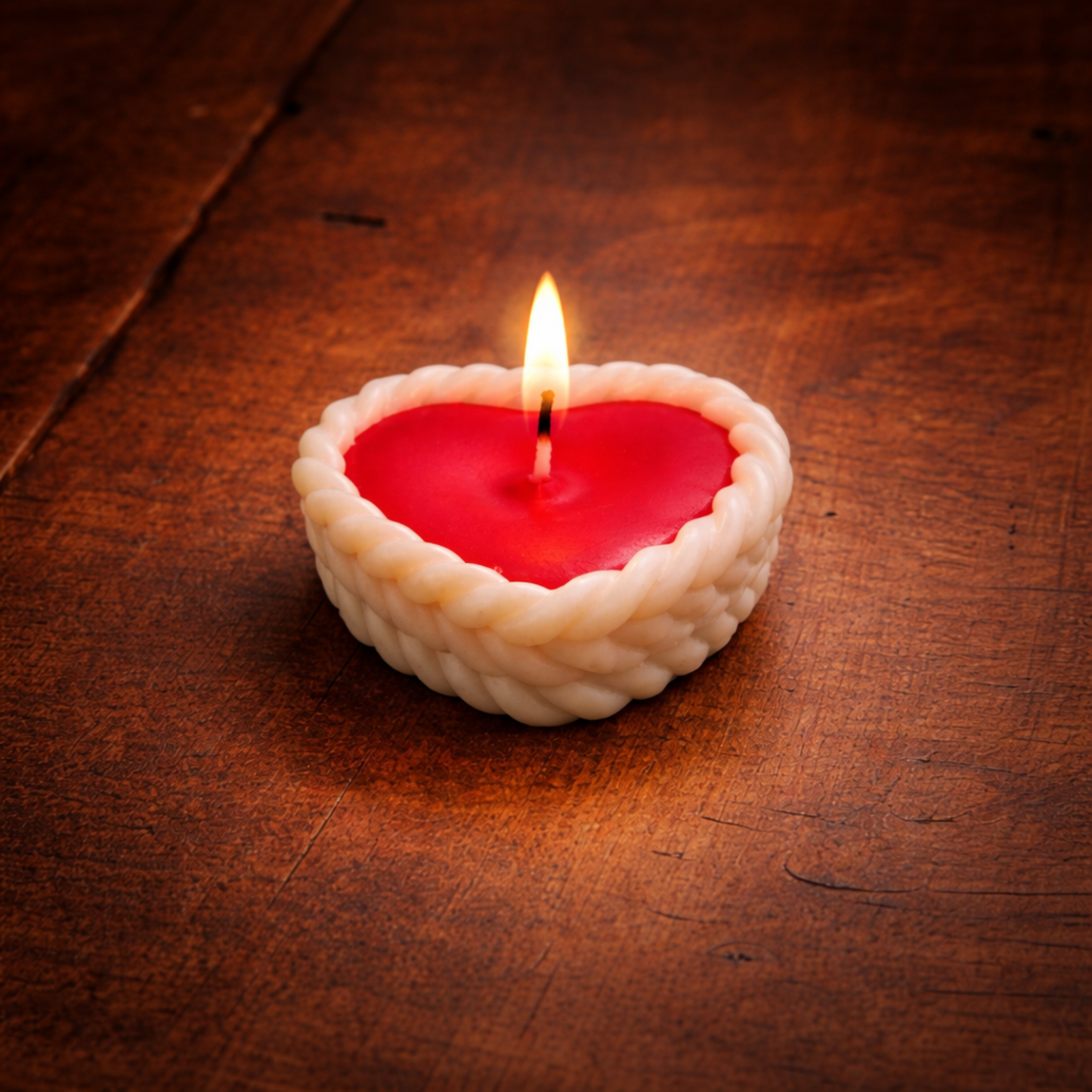 Heart-Shaped Braided Decorative Candle