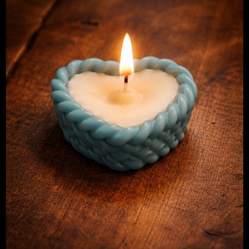 Heart-Shaped Braided Decorative Candle