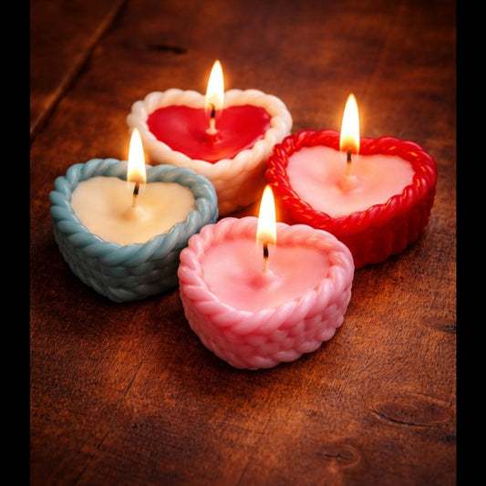 Heart-Shaped Braided Decorative Candle